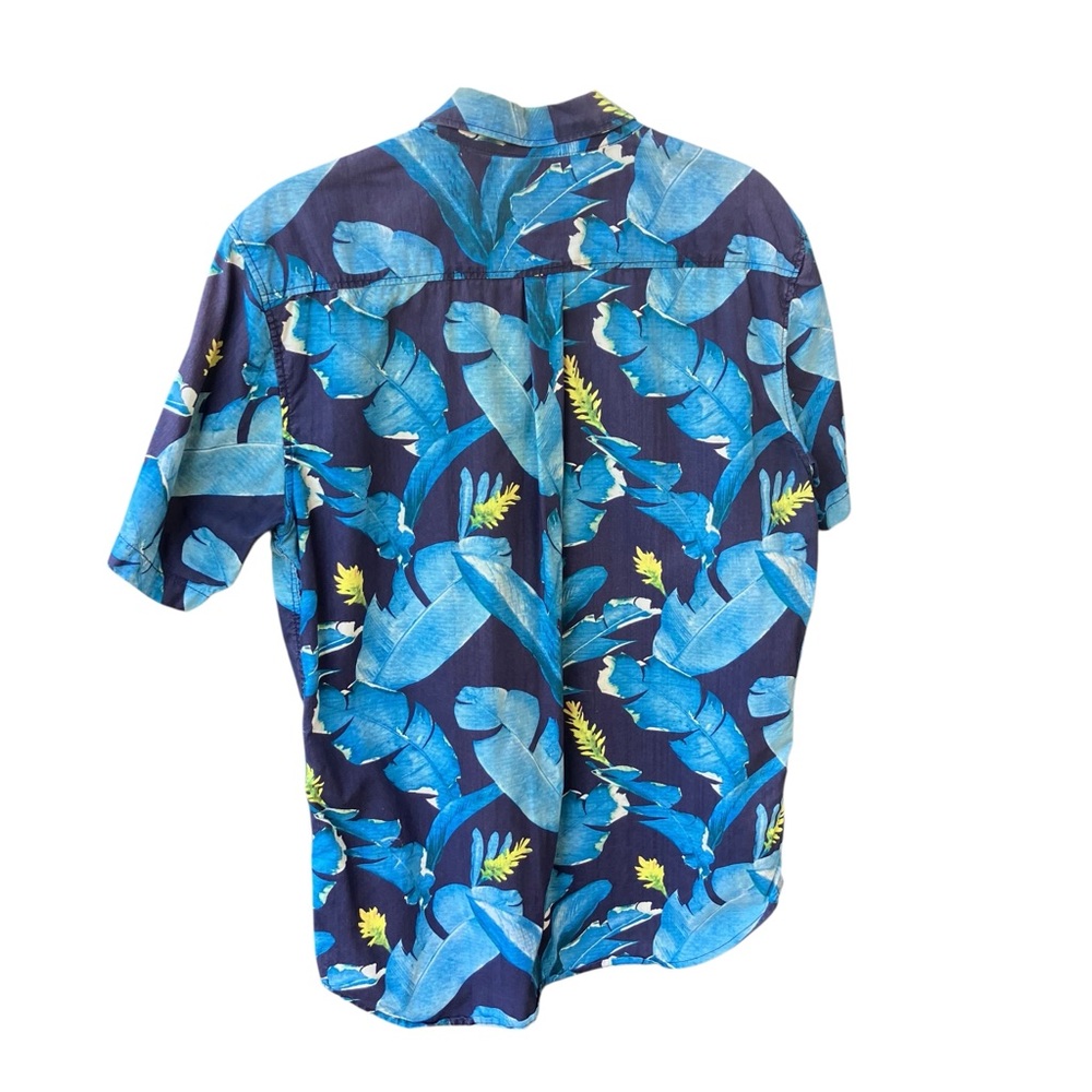 Vans Men’s Navy Indigo Tropical Print Button Up Shirt Tailored Fit M - Picture 4 of 7